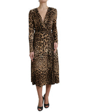Load image into Gallery viewer, Dolce &amp; Gabbana Brown Leopard Print Wrap Effect Midi Dress
