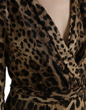 Load image into Gallery viewer, Dolce &amp; Gabbana Brown Leopard Print Wrap Effect Midi Dress
