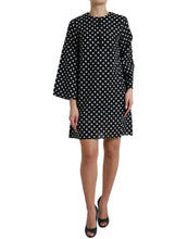 Load image into Gallery viewer, Dolce &amp; Gabbana Black White Polka Dot Nylon Shift Mini Dress
