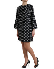 Load image into Gallery viewer, Dolce &amp; Gabbana Black White Polka Dot Nylon Shift Mini Dress
