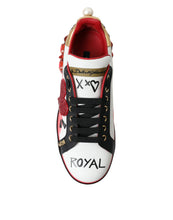 Load image into Gallery viewer, Dolce &amp; Gabbana White Red Crystals Portofino Sneakers Women Shoes
