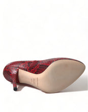 Load image into Gallery viewer, Dolce &amp; Gabbana Red Almond Toe Snakeskin Pumps with Lace Socks

