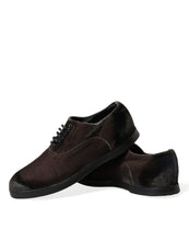 Load image into Gallery viewer, Dolce &amp; Gabbana Brown Velvet Men Lace Up Oxford Dress Shoes
