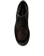 Load image into Gallery viewer, Dolce &amp; Gabbana Brown Velvet Men Lace Up Oxford Dress Shoes
