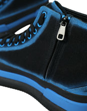 Load image into Gallery viewer, Dolce &amp; Gabbana Black Blue Canvas Cotton High Top Sneakers Shoes
