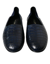 Load image into Gallery viewer, Dolce &amp; Gabbana Blue Crocodile Leather Loafers Slip On Shoes
