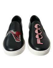 Load image into Gallery viewer, Dolce &amp; Gabbana Black Patch Embellished Slip On Men Sneakers Shoes
