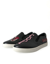 Load image into Gallery viewer, Dolce &amp; Gabbana Black Patch Embellished Slip On Men Sneakers Shoes
