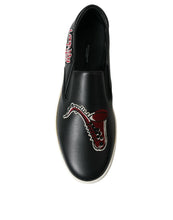 Load image into Gallery viewer, Dolce &amp; Gabbana Black Patch Embellished Slip On Men Sneakers Shoes
