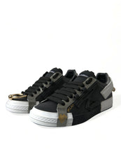 Load image into Gallery viewer, Dolce &amp; Gabbana Black Leather Portofino Low Top Men Sneakers Shoes
