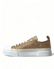 Load image into Gallery viewer, Dolce &amp; Gabbana Gold White Brocade Low Top Sneakers Women Shoes
