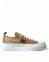 Load image into Gallery viewer, Dolce &amp; Gabbana Gold White Brocade Low Top Sneakers Women Shoes
