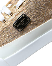 Load image into Gallery viewer, Dolce &amp; Gabbana Gold White Brocade Low Top Sneakers Women Shoes
