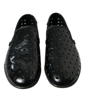 Load image into Gallery viewer, Dolce &amp; Gabbana Black Leather Perforated Loafers Shoes
