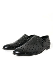 Load image into Gallery viewer, Dolce &amp; Gabbana Black Leather Perforated Loafers Shoes
