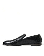 Load image into Gallery viewer, Dolce &amp; Gabbana Black Leather Perforated Loafers Shoes
