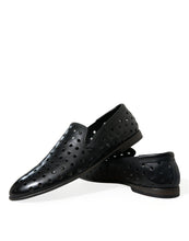 Load image into Gallery viewer, Dolce &amp; Gabbana Black Leather Perforated Loafers Shoes
