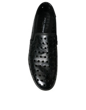 Load image into Gallery viewer, Dolce &amp; Gabbana Black Leather Perforated Loafers Shoes
