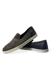 Load image into Gallery viewer, Dolce &amp; Gabbana Blue Suede Caiman Men Loafers Slippers Shoes
