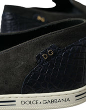 Load image into Gallery viewer, Dolce &amp; Gabbana Blue Suede Caiman Men Loafers Slippers Shoes
