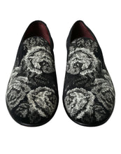 Load image into Gallery viewer, Dolce &amp; Gabbana Black Floral Slippers Men Loafers Dress Shoes
