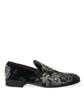 Load image into Gallery viewer, Dolce &amp; Gabbana Black Floral Slippers Men Loafers Dress Shoes
