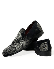 Load image into Gallery viewer, Dolce &amp; Gabbana Black Floral Slippers Men Loafers Dress Shoes
