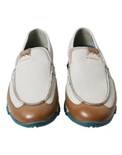 Load image into Gallery viewer, Dolce &amp; Gabbana White Brown Leather Slip On Men Moccasin Shoes
