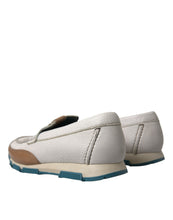 Load image into Gallery viewer, Dolce &amp; Gabbana White Brown Leather Slip On Men Moccasin Shoes
