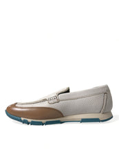 Load image into Gallery viewer, Dolce &amp; Gabbana White Brown Leather Slip On Men Moccasin Shoes
