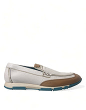 Load image into Gallery viewer, Dolce &amp; Gabbana White Brown Leather Slip On Men Moccasin Shoes
