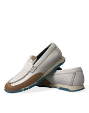 Load image into Gallery viewer, Dolce &amp; Gabbana White Brown Leather Slip On Men Moccasin Shoes
