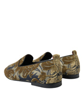 Load image into Gallery viewer, Dolce &amp; Gabbana Gold Velvet Brocade Smoking Slipper Dress Shoes
