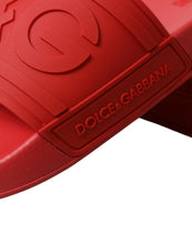 Load image into Gallery viewer, Dolce &amp; Gabbana Red Rubber Sandals Slippers Beachwear Shoes
