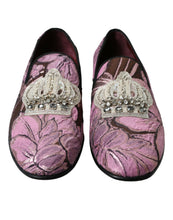 Load image into Gallery viewer, Dolce &amp; Gabbana Pink Printed Crystal Embellished Loafers Dress Shoes
