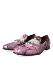 Load image into Gallery viewer, Dolce &amp; Gabbana Pink Printed Crystal Embellished Loafers Dress Shoes
