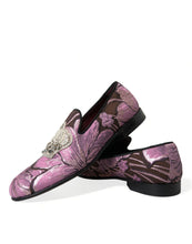 Load image into Gallery viewer, Dolce &amp; Gabbana Pink Printed Crystal Embellished Loafers Dress Shoes
