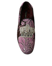 Load image into Gallery viewer, Dolce &amp; Gabbana Pink Printed Crystal Embellished Loafers Dress Shoes
