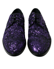 Load image into Gallery viewer, Dolce &amp; Gabbana Purple Sequined Lace Up Oxford Dress Shoes
