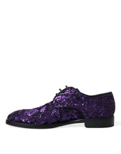 Load image into Gallery viewer, Dolce &amp; Gabbana Purple Sequined Lace Up Oxford Dress Shoes
