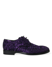 Load image into Gallery viewer, Dolce &amp; Gabbana Purple Sequined Lace Up Oxford Dress Shoes
