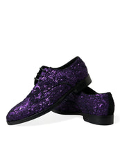 Load image into Gallery viewer, Dolce &amp; Gabbana Purple Sequined Lace Up Oxford Dress Shoes
