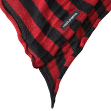 Load image into Gallery viewer, Dolce &amp; Gabbana Red Black Stripes Acrylic Wrap Shawl Scarf
