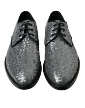 Load image into Gallery viewer, Dolce &amp; Gabbana Silver Sequined Lace Up Men Derby Dress Shoes
