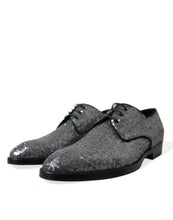 Load image into Gallery viewer, Dolce &amp; Gabbana Silver Sequined Lace Up Men Derby Dress Shoes
