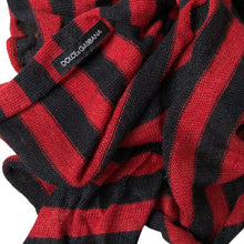 Load image into Gallery viewer, Dolce &amp; Gabbana Red Black Stripes Acrylic Wrap Shawl Scarf
