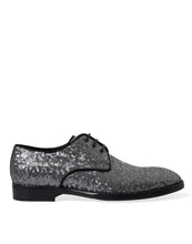 Load image into Gallery viewer, Dolce &amp; Gabbana Silver Sequined Lace Up Men Derby Dress Shoes
