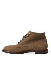 Load image into Gallery viewer, Dolce &amp; Gabbana Brown Leather Lace Up Ankle Boots Shoes
