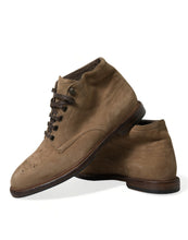 Load image into Gallery viewer, Dolce &amp; Gabbana Brown Leather Lace Up Ankle Boots Shoes
