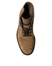 Load image into Gallery viewer, Dolce &amp; Gabbana Brown Leather Lace Up Ankle Boots Shoes
